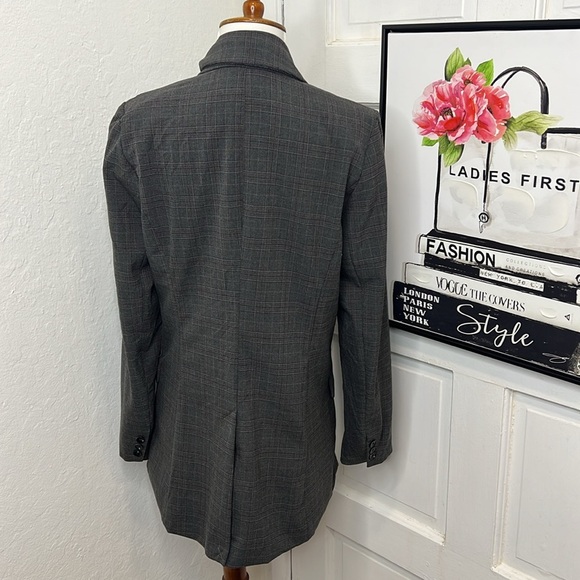 NWOT Rachel Zoe Gray Plaid Open Front Coat Size M - Picture 3 of 8